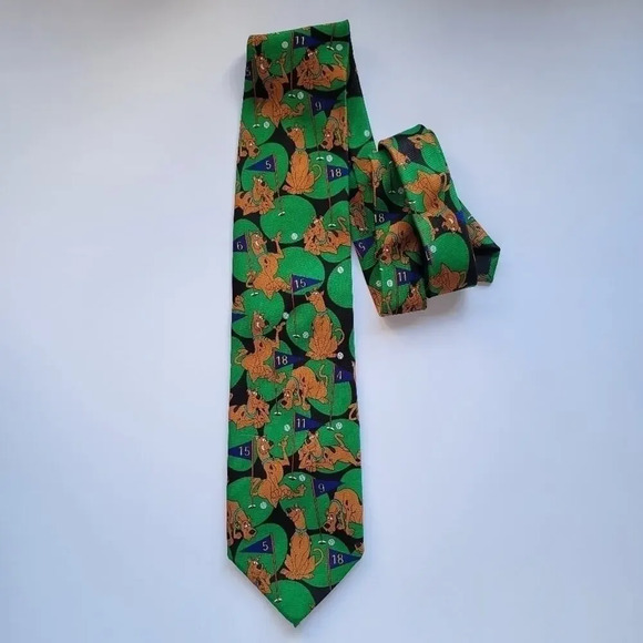 Cartoon Network Green Scooby-Doo Vintage 90s Golf Men's Tie Novelty Quirky - Picture 1 of 5